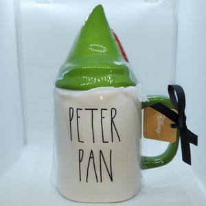 Rae Dunn Disney Collection Coffee Tea Cup Mug Peter Pan with Green Hat Lid
